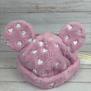 NWT TOKYO DISNEY RESORT Fluffy Mickey Ears Hat with Pink Hearts